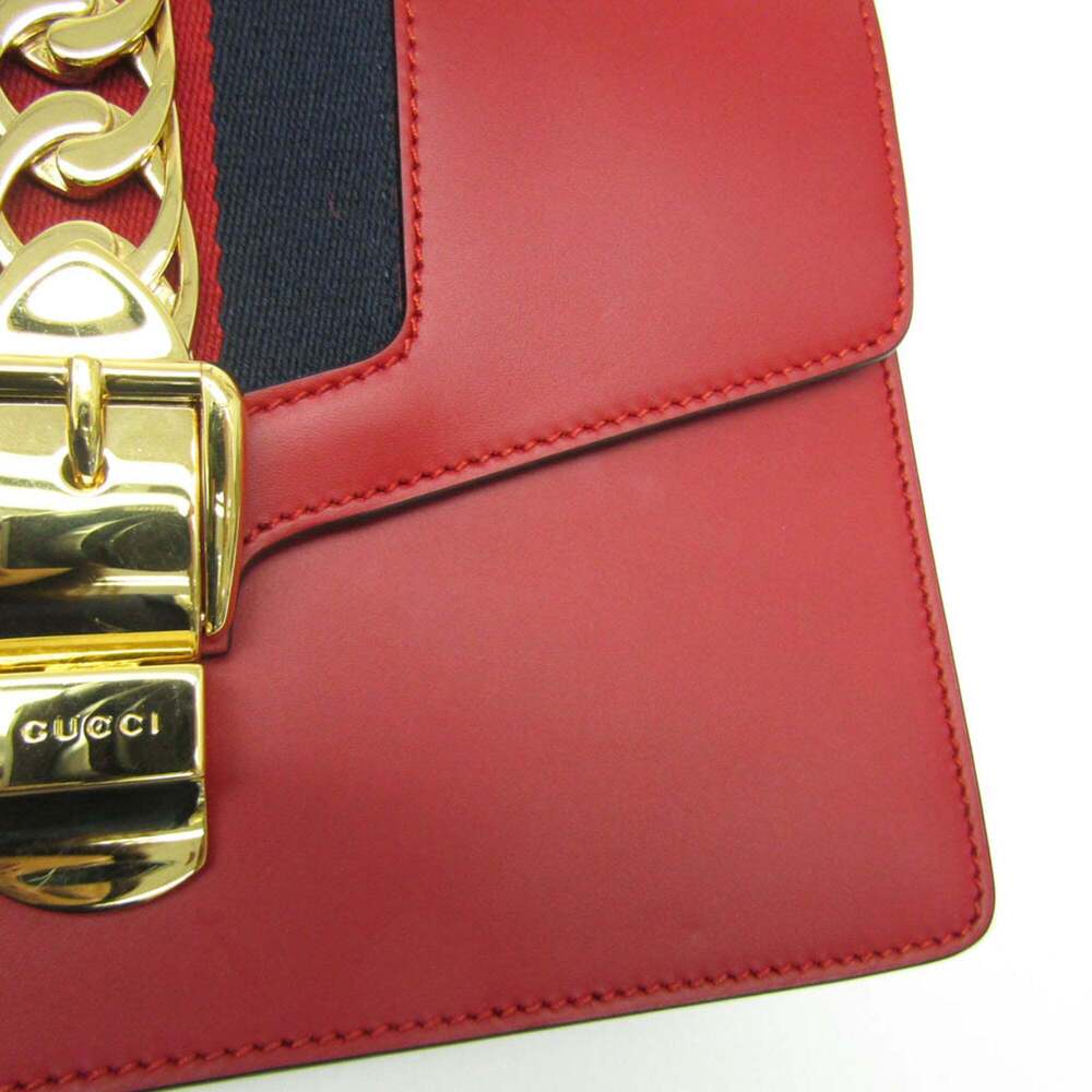 GUCCI Red Leather Sylvie Shoulder Bag - Picture 4 of 14